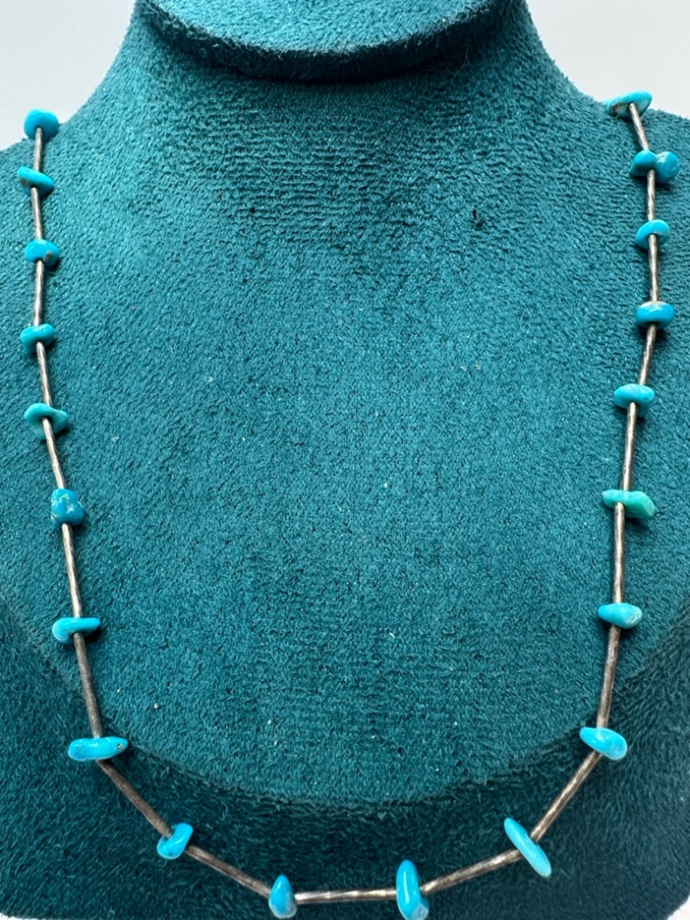Turquoise Liquid Sterling Silver Necklace Southwestern Jewelry